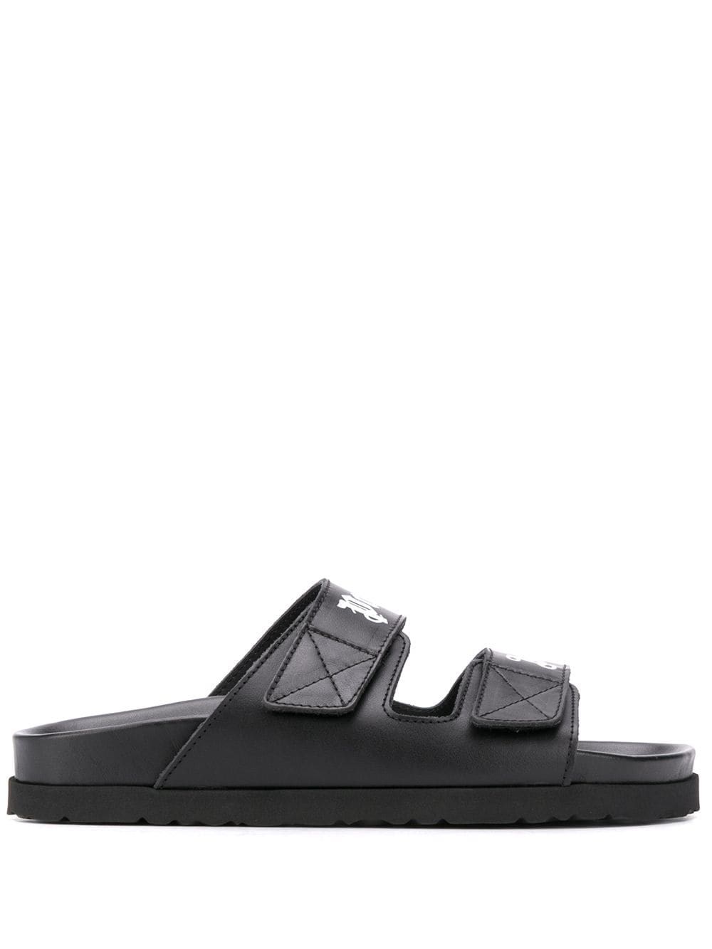 Palm Angels Leather Sandals In Black  