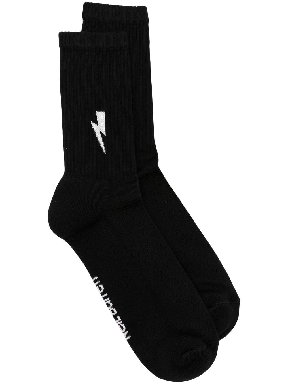 Neil Barrett Ribbed Logo Socks In ブラック