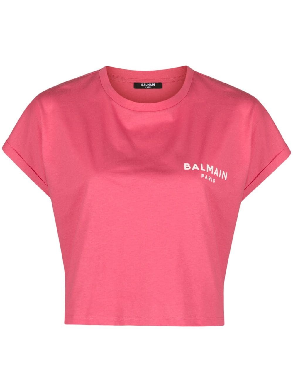 Shop Balmain Short Cotton T-shirt In Pink