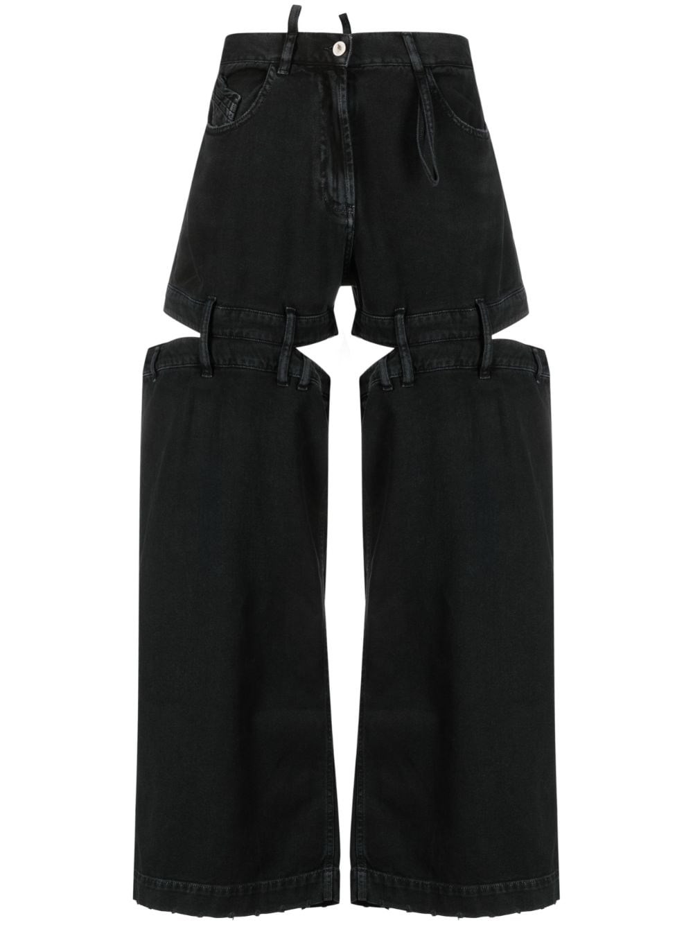 Shop Attico Black Denim Pants With Cut-outs In Black  