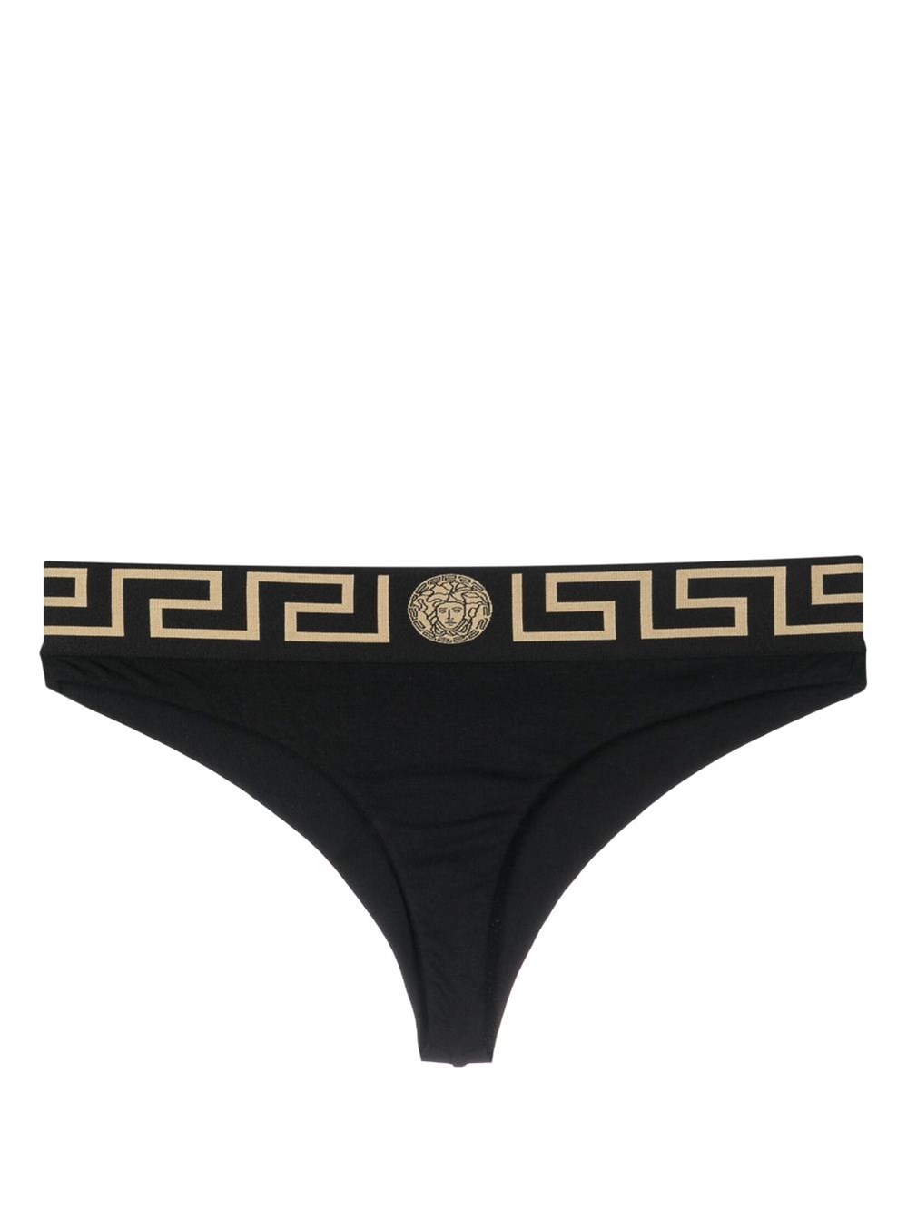 Versace Greca Jacquard-trimmed Stretch-cotton Jersey Thong In