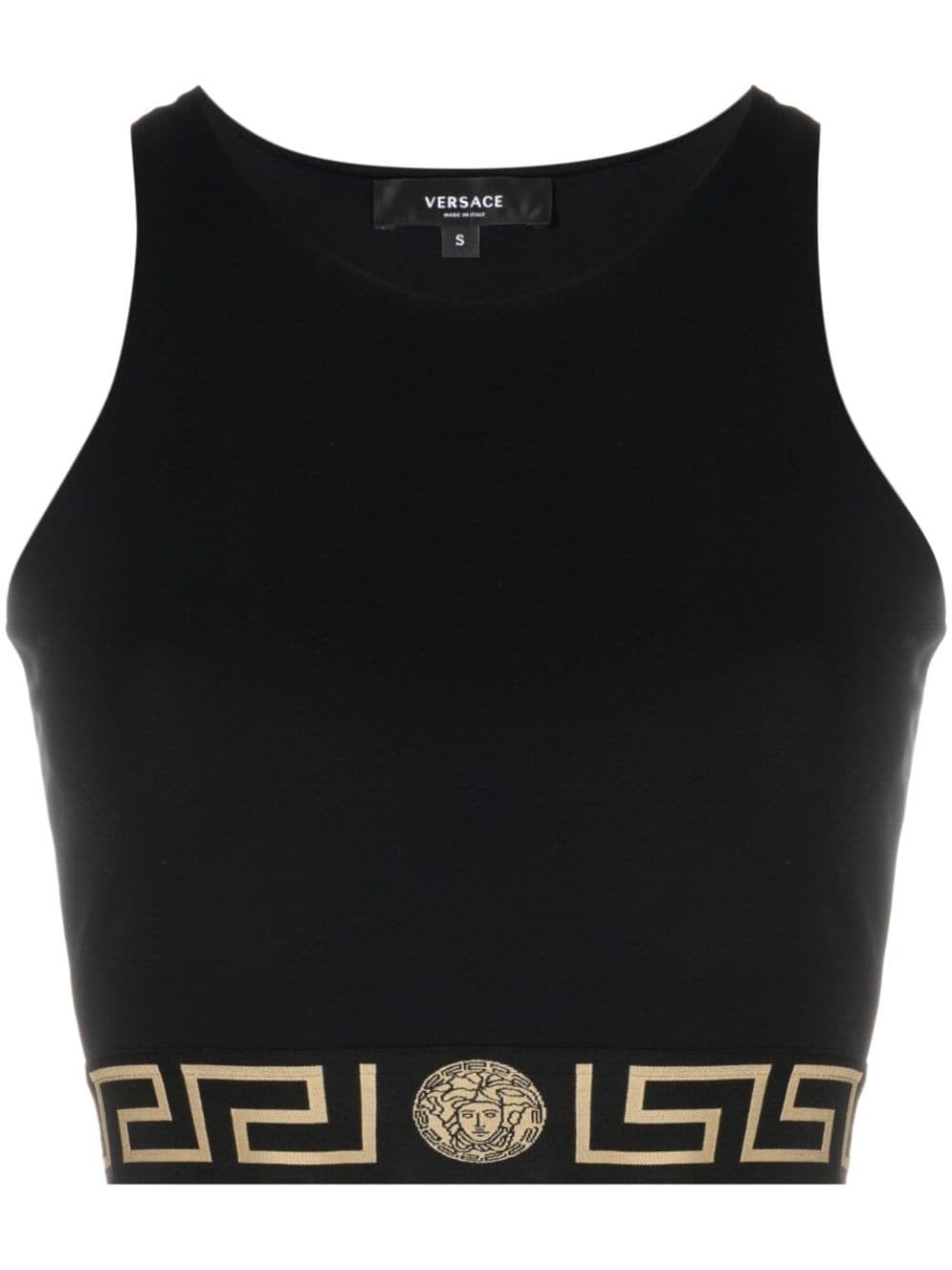Shop Versace Greek Sporty Top With Cut-out In Black  