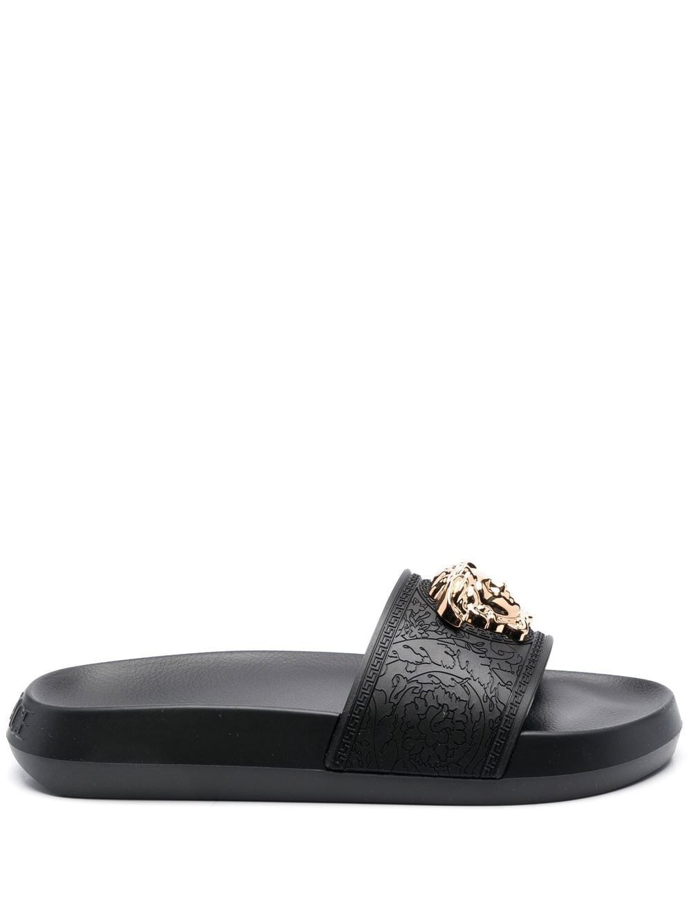 Shop Versace La Medusa Rubber Sandals In ブラック