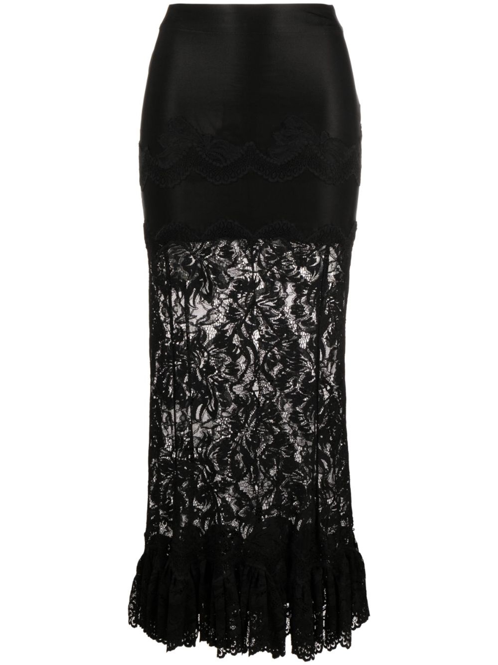 Shop Paco Rabanne Lace Skirt In Black  