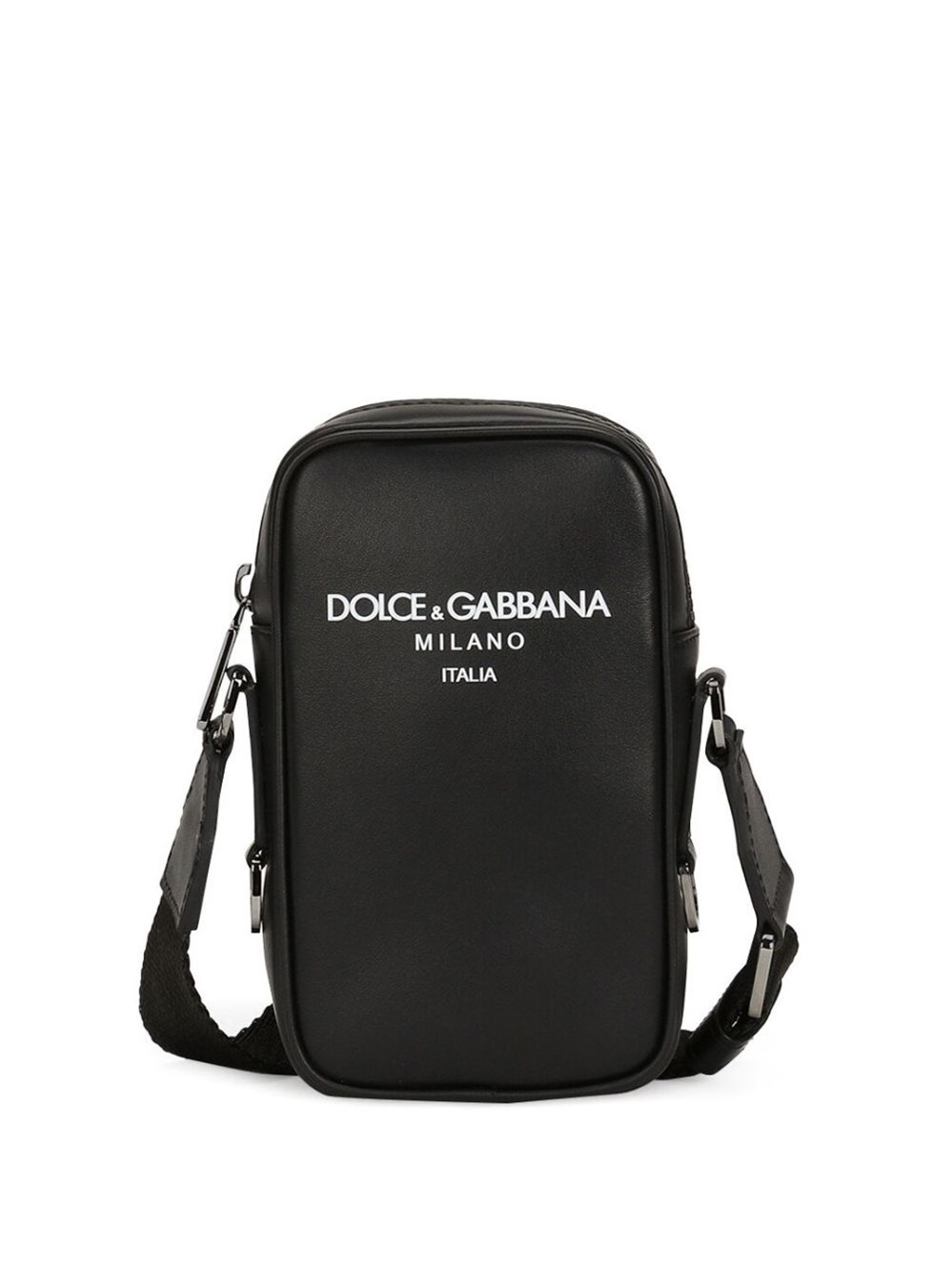 Dolce & Gabbana Logo-print Leather Shoulder Bag In Black  
