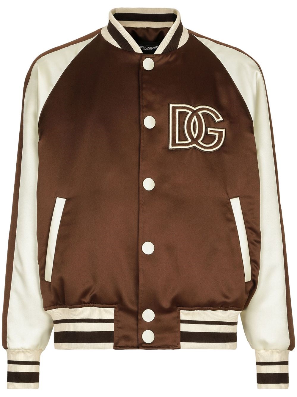 Dolce & Gabbana Technical Satin Jacket With Dg Patch In Blue