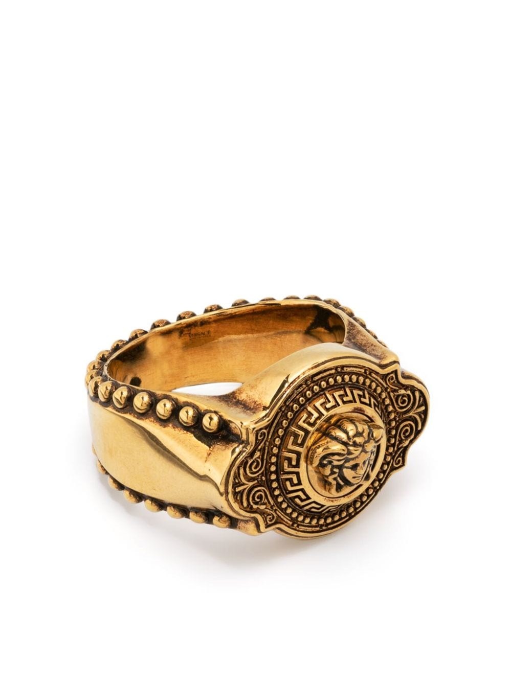 Shop Versace 'medusa' Greek Ring In Gold