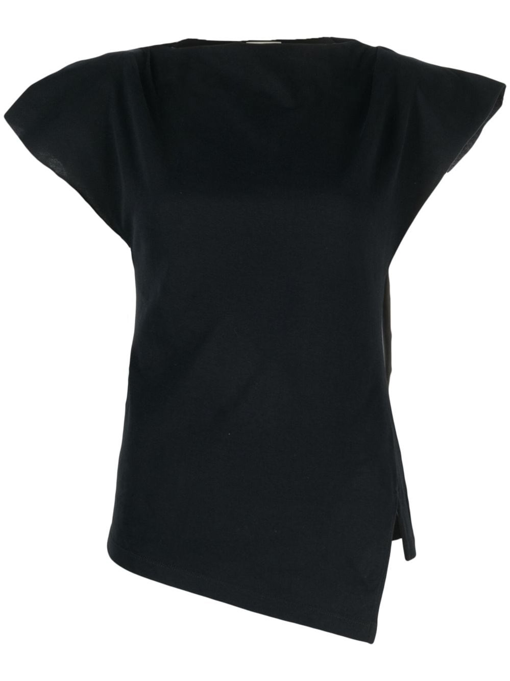 Isabel Marant Boat Neck Cap Sleeve Top With Shoulder Pads In ブラック