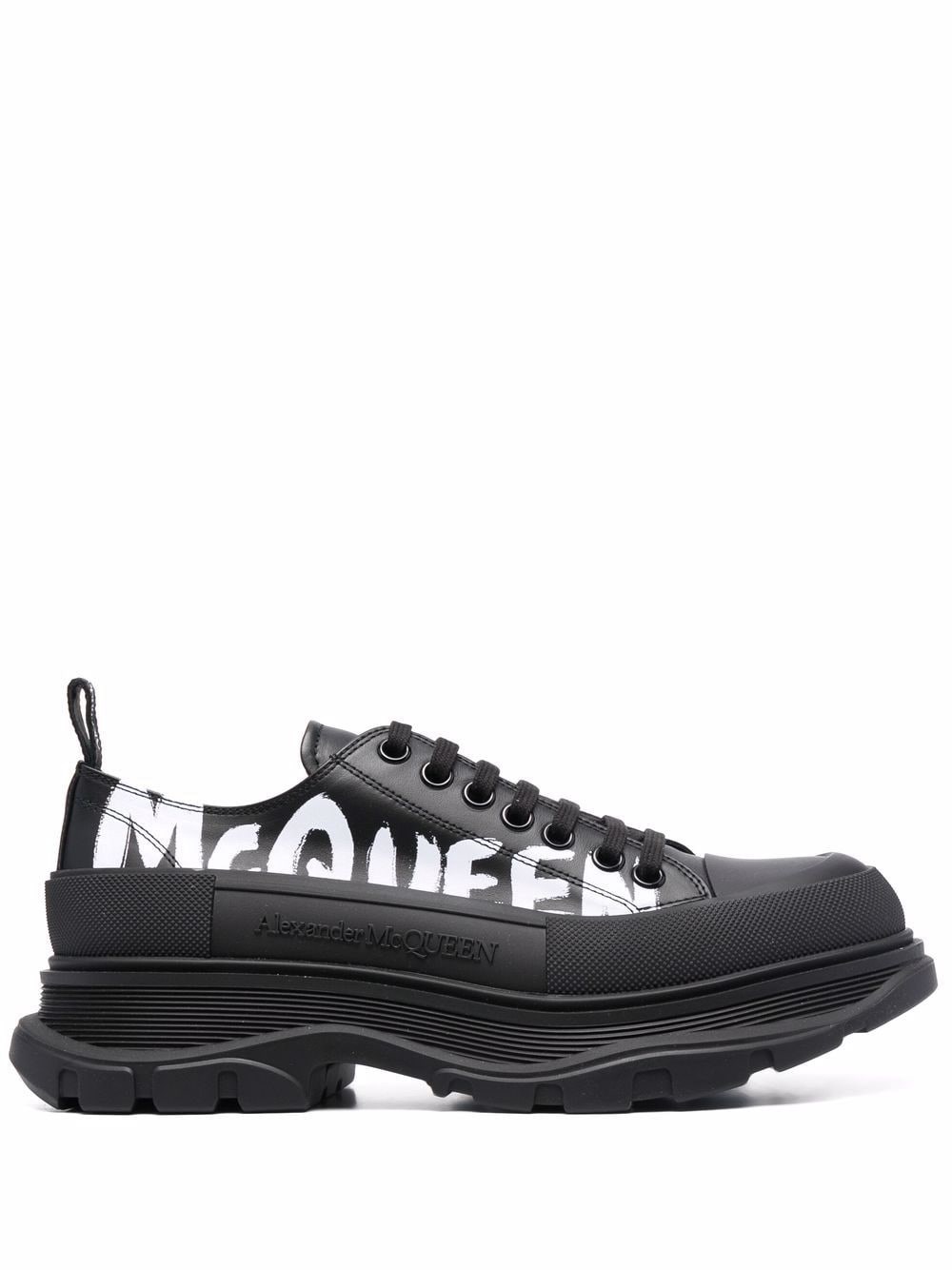 Alexander Mcqueen Black Leather Tread Slick Sneakers