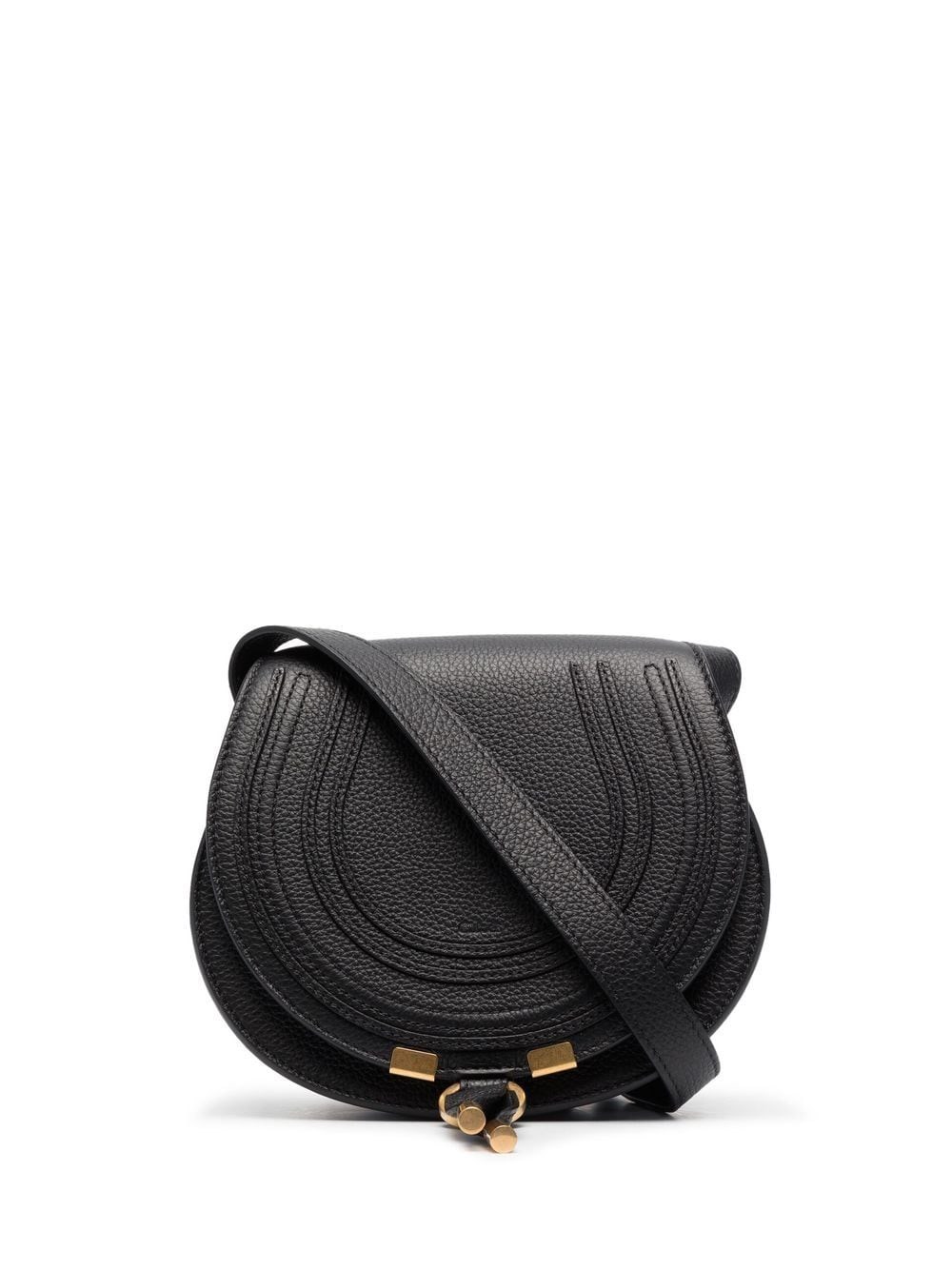 Chloé Marcie Small Leather Saddle Bag Black