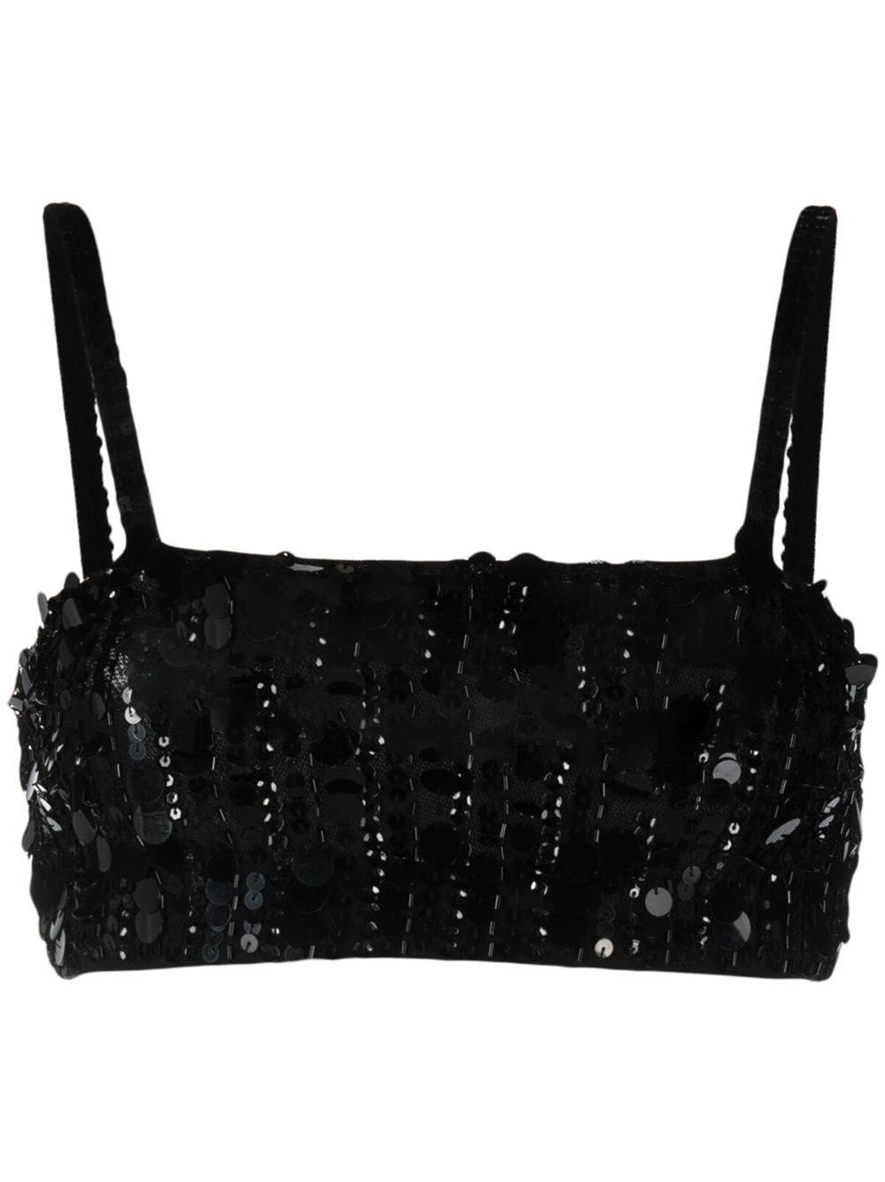 P.a.r.o.s.h Cropped Sequin Silhouette With Stretch Fit In ブラック