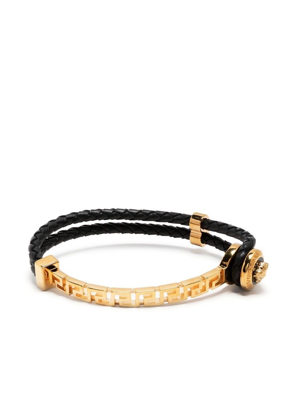 Versace Black Greca Bracelet In Gold