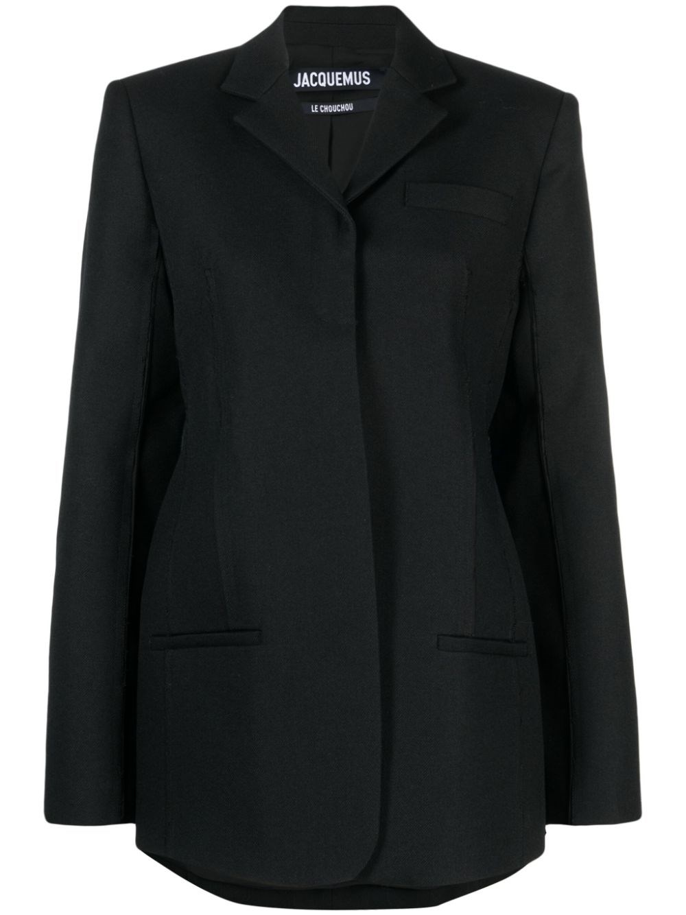Jacquemus Caraco Raw-seam Single-breasted Blazer In Black  
