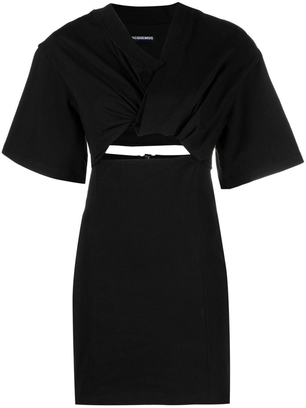 Jacquemus Cotton Minidress In Black  