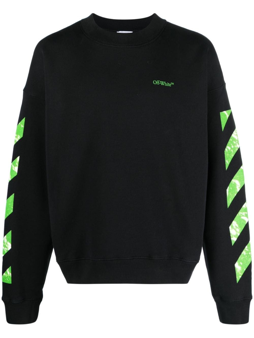 Off-white Diag-stripe Cotton Sweatshirt In ブラック
