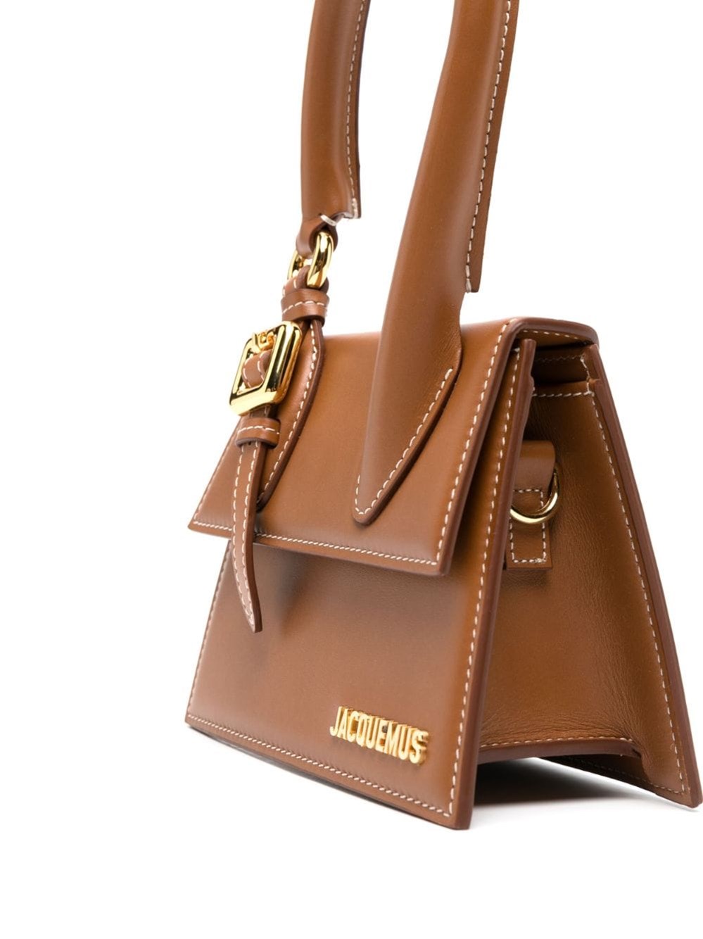 Jacquemus Le Chiquito Moyen Buckle Leather Top Handle Bag In Brown