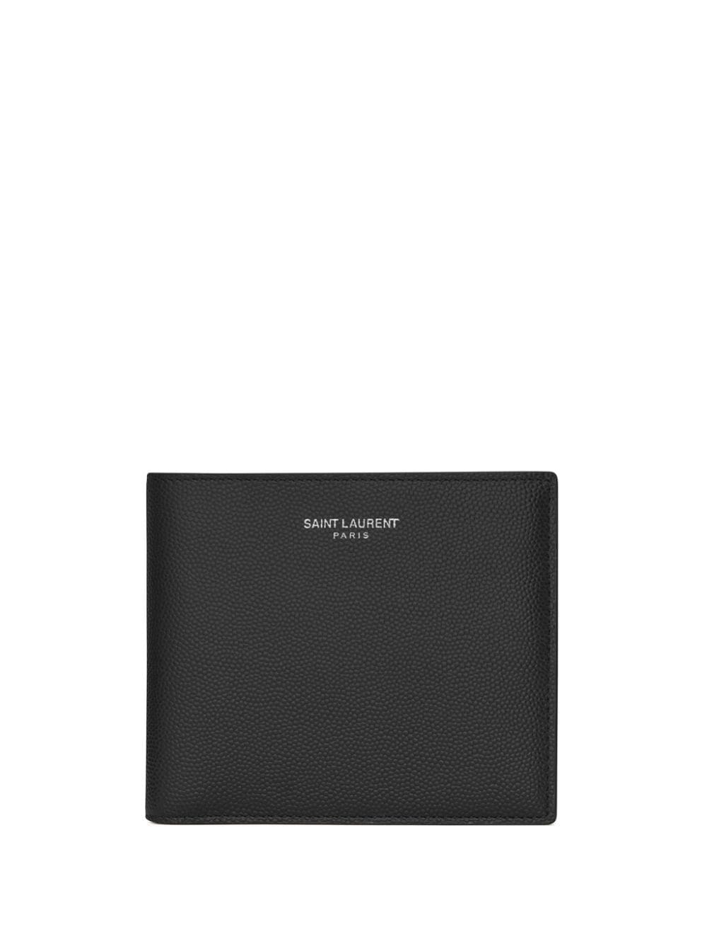 Saint Laurent Logo Leather Bifold Wallet In Black  
