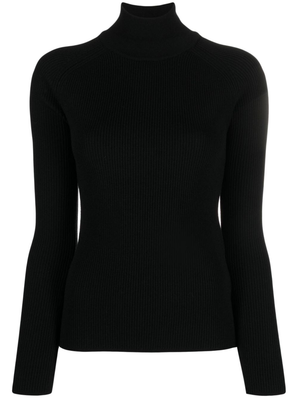 Max Mara Sax Silk And Wool Mock Sweater In Black  