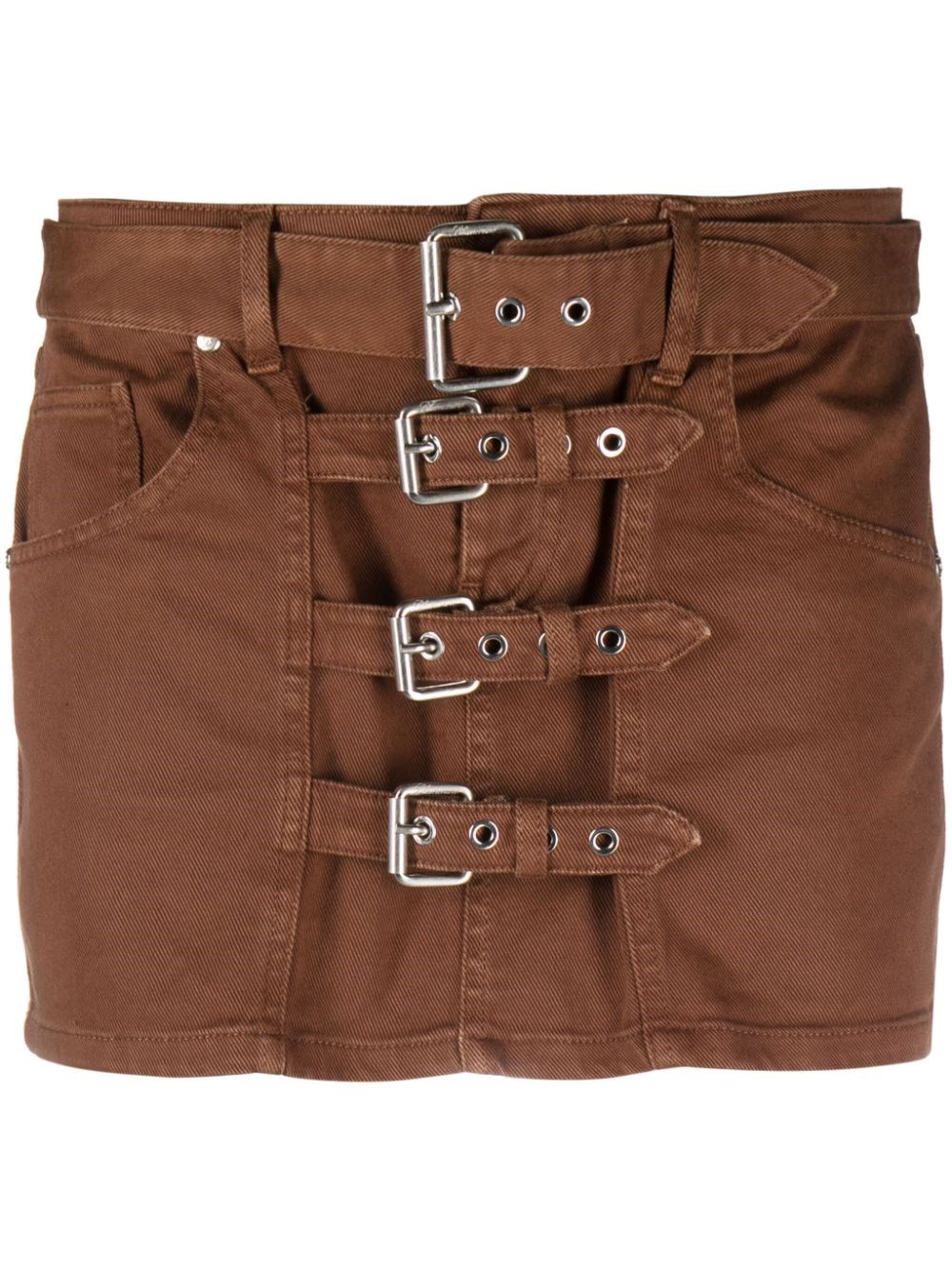 Shop Blumarine Denim Mini Skirt In Brown
