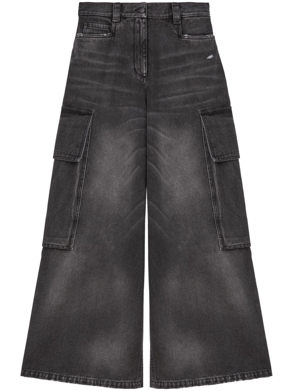 Palm Angels Bw Wide Denim Parachute In Black  