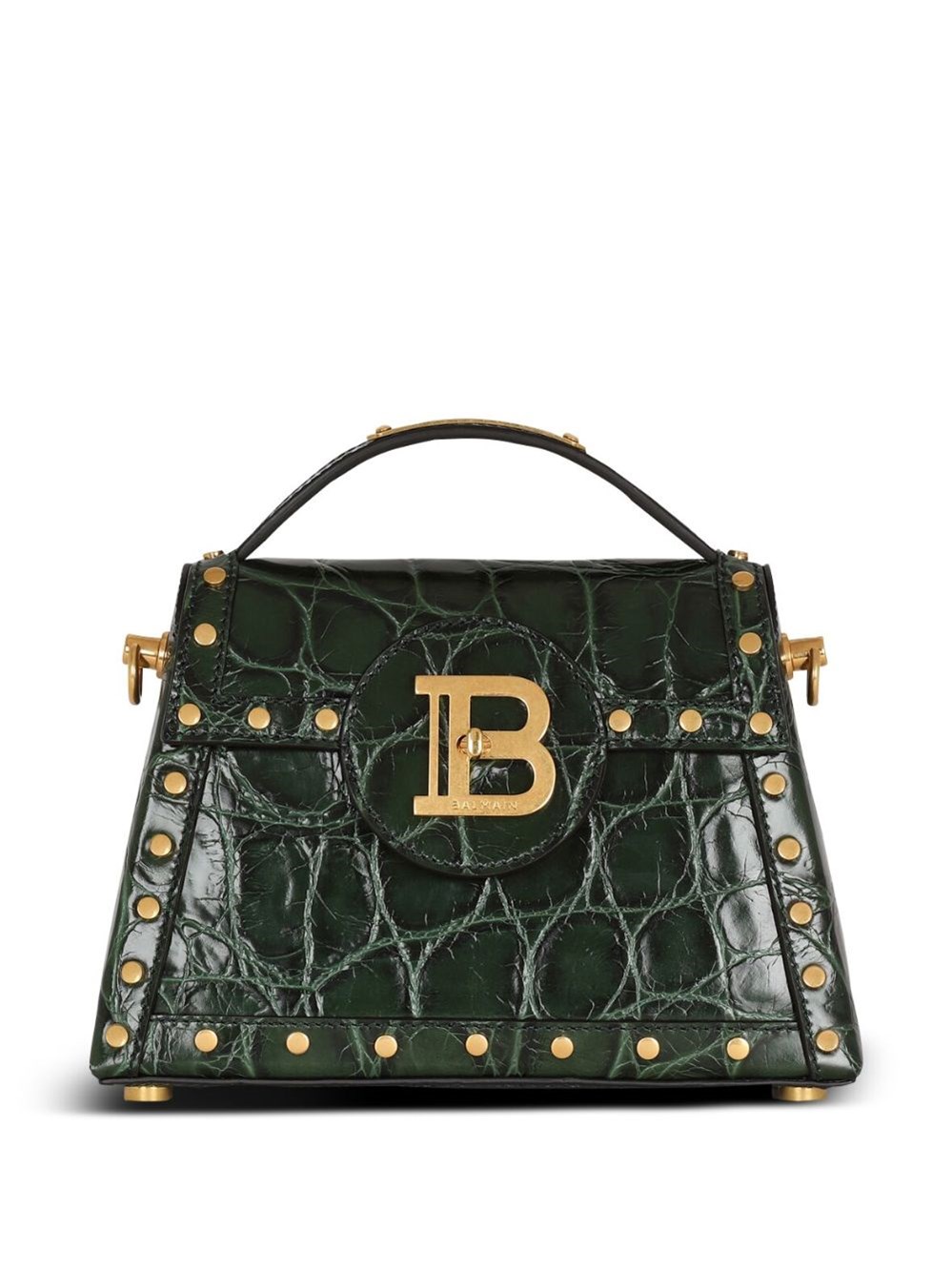 Balmain B-buzz Leather Bag In Green