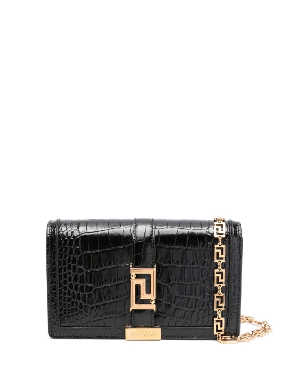 Shop Versace Goddess Greek Clutch Bag In Black  