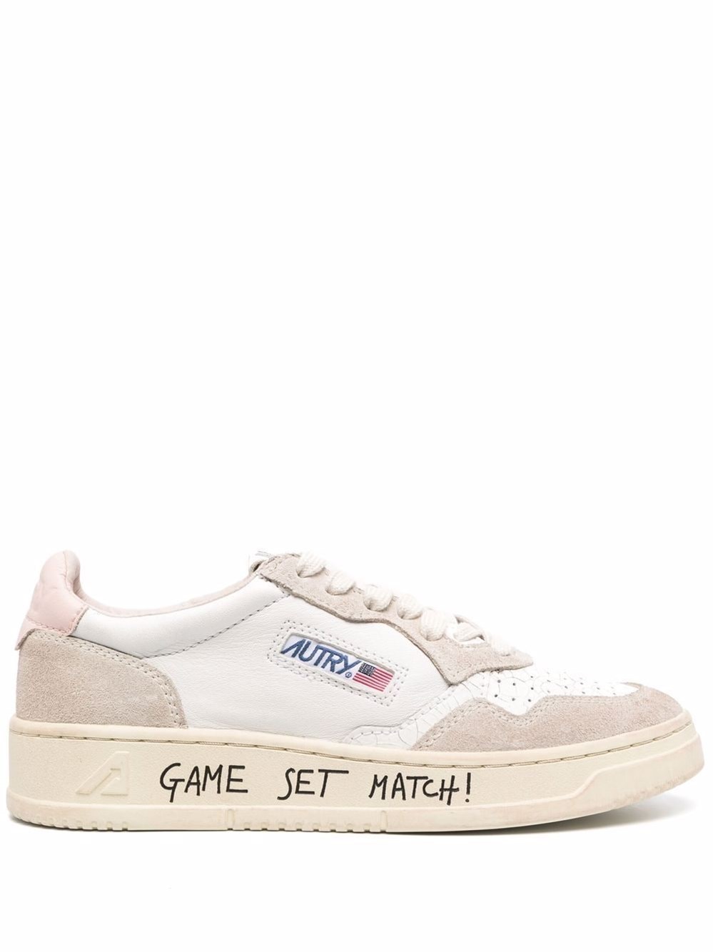 Autry Medalist Brand-embroidered Suede And Leather Low-top Trainers In White