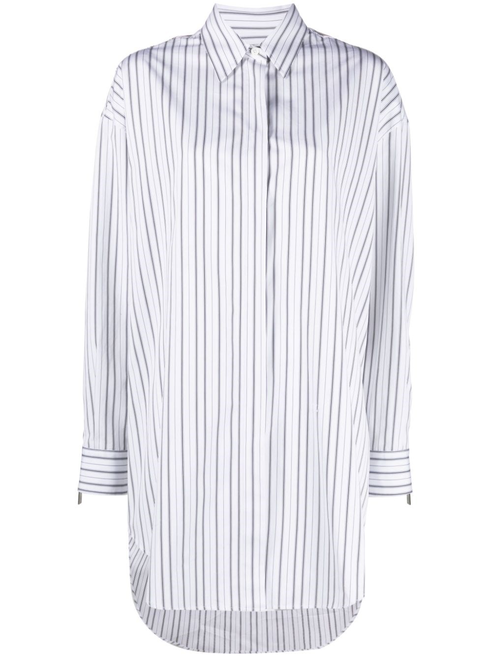 Off-white Pinstriped Long-sleeved Poplin Shirt In ホワイト