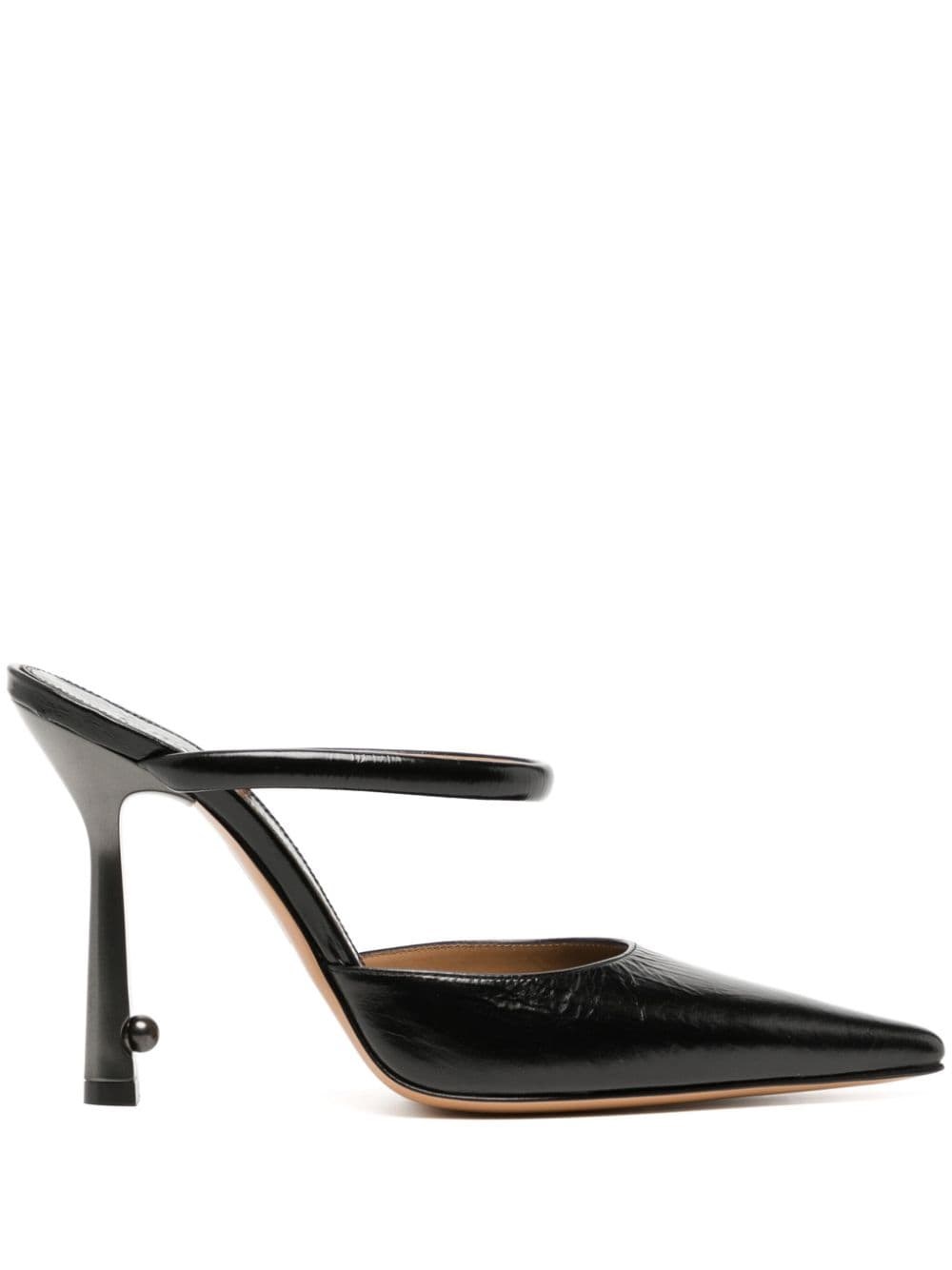 Shop Off-white Oyster Leather Mules In Black  