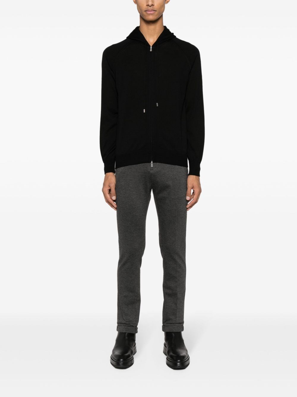 Tagliatore Zip Sweater In Black  