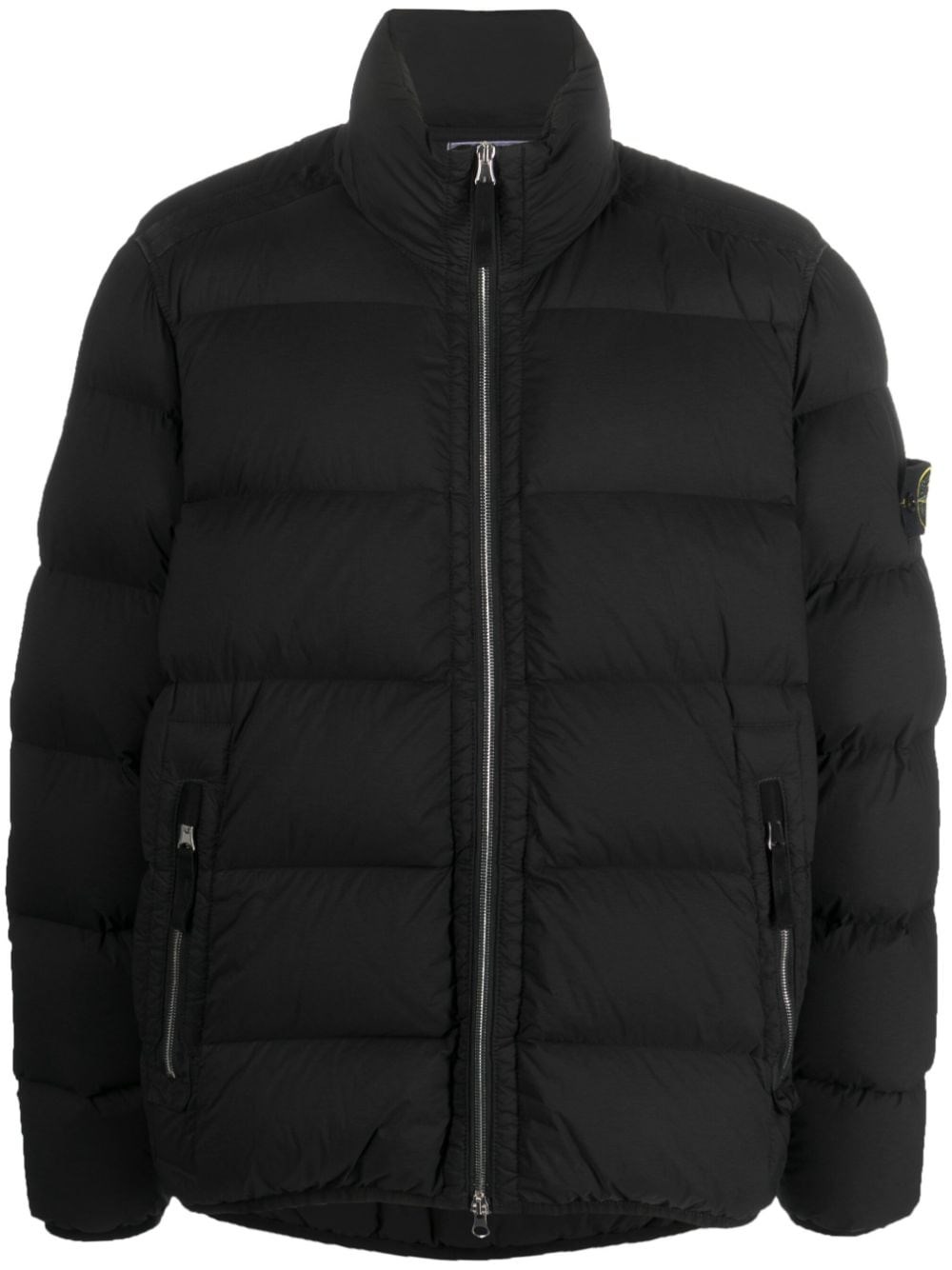 Stone Island Compass-patch Padded Down Jacket In ブラック