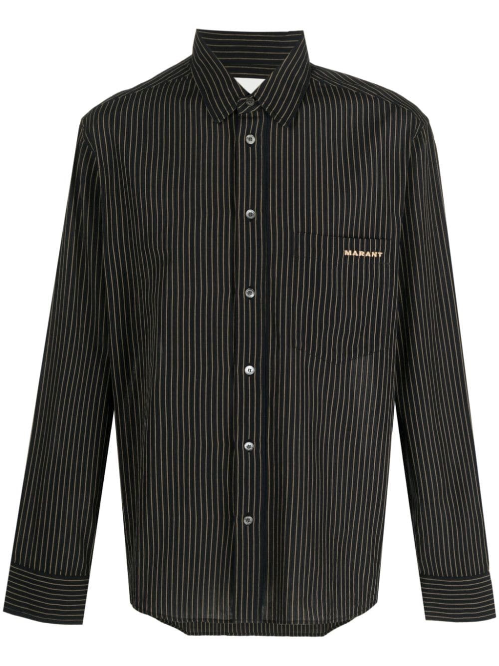 Shop Isabel Marant Logo Pinstriped Shirt In Black  