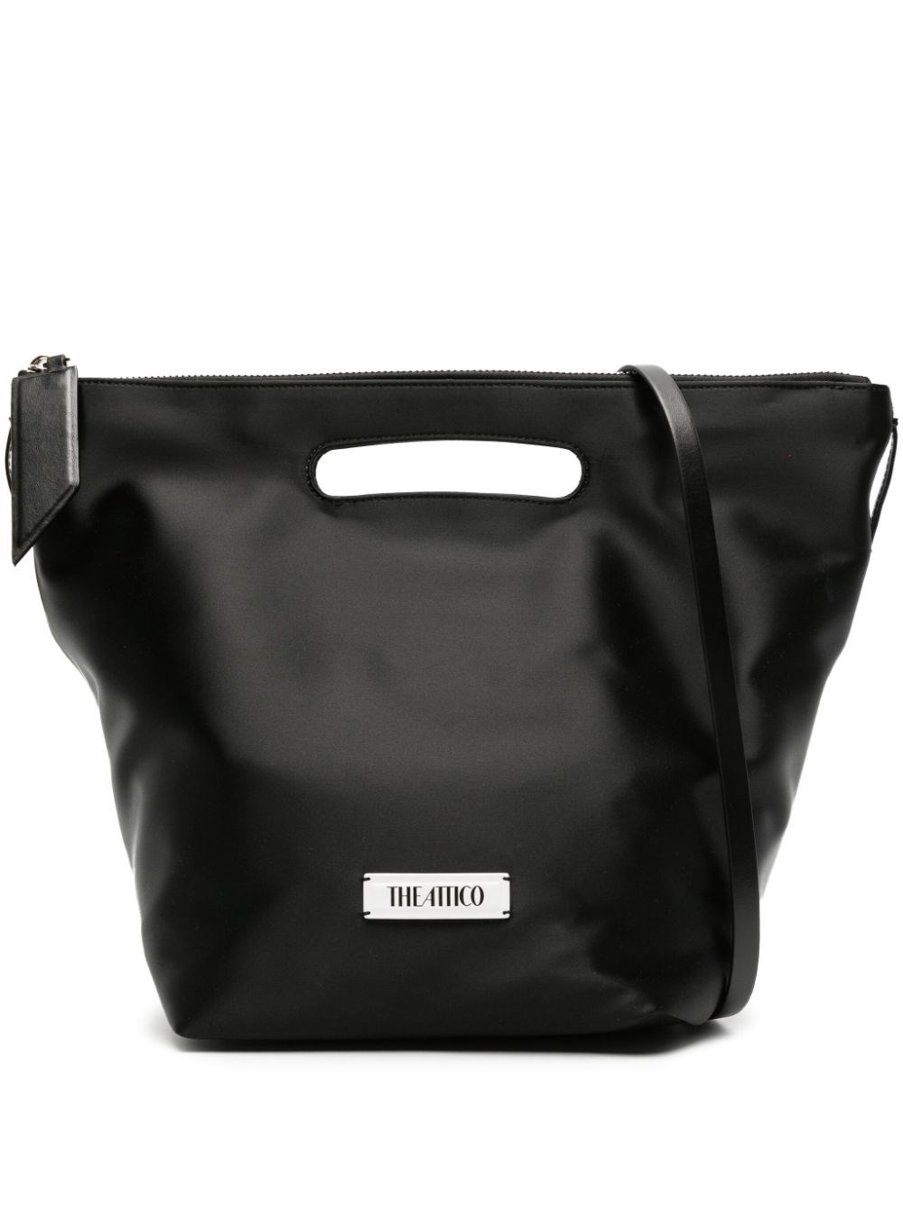 Shop Attico 'via Dei Giardini 15'' Satin Tote Bag In Black  