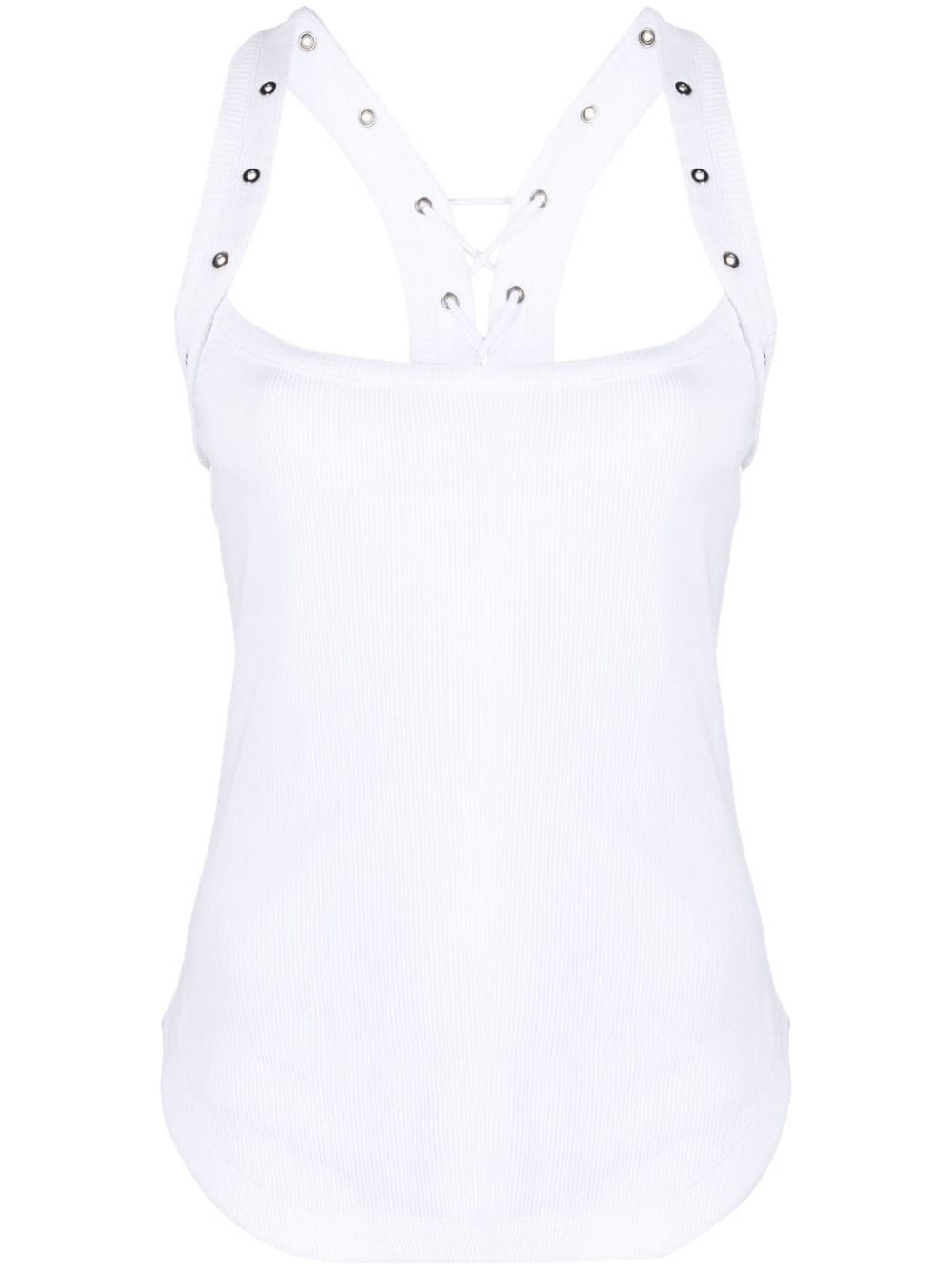 Shop Attico Ribbed Jersey Tank Top In White