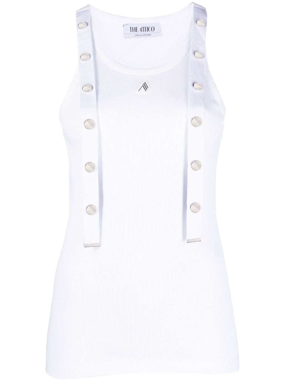 Shop Attico Ribbed Jersey Tank Top In White