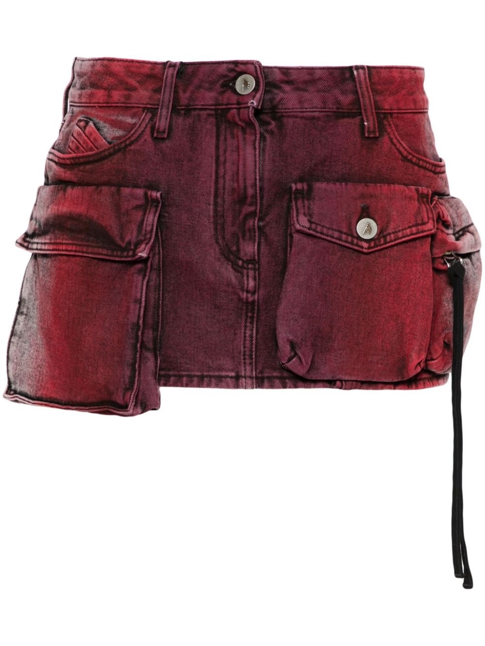 Attico Red & Gray Fay Denim Miniskirt In 576 Red And Purple