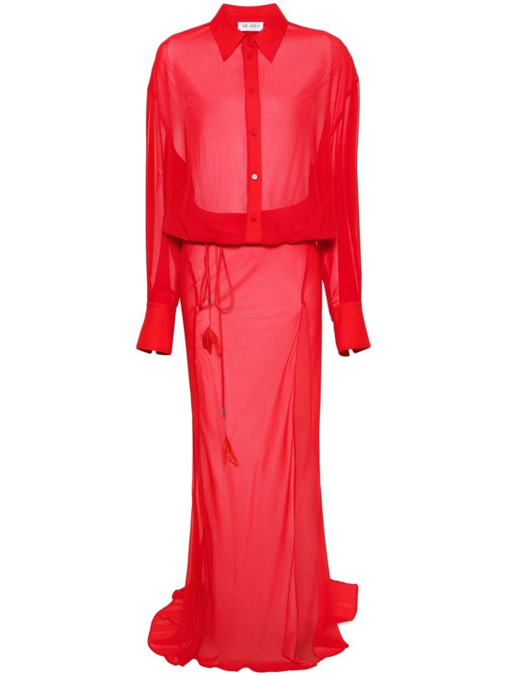 Attico Long Georgette Dress In Red