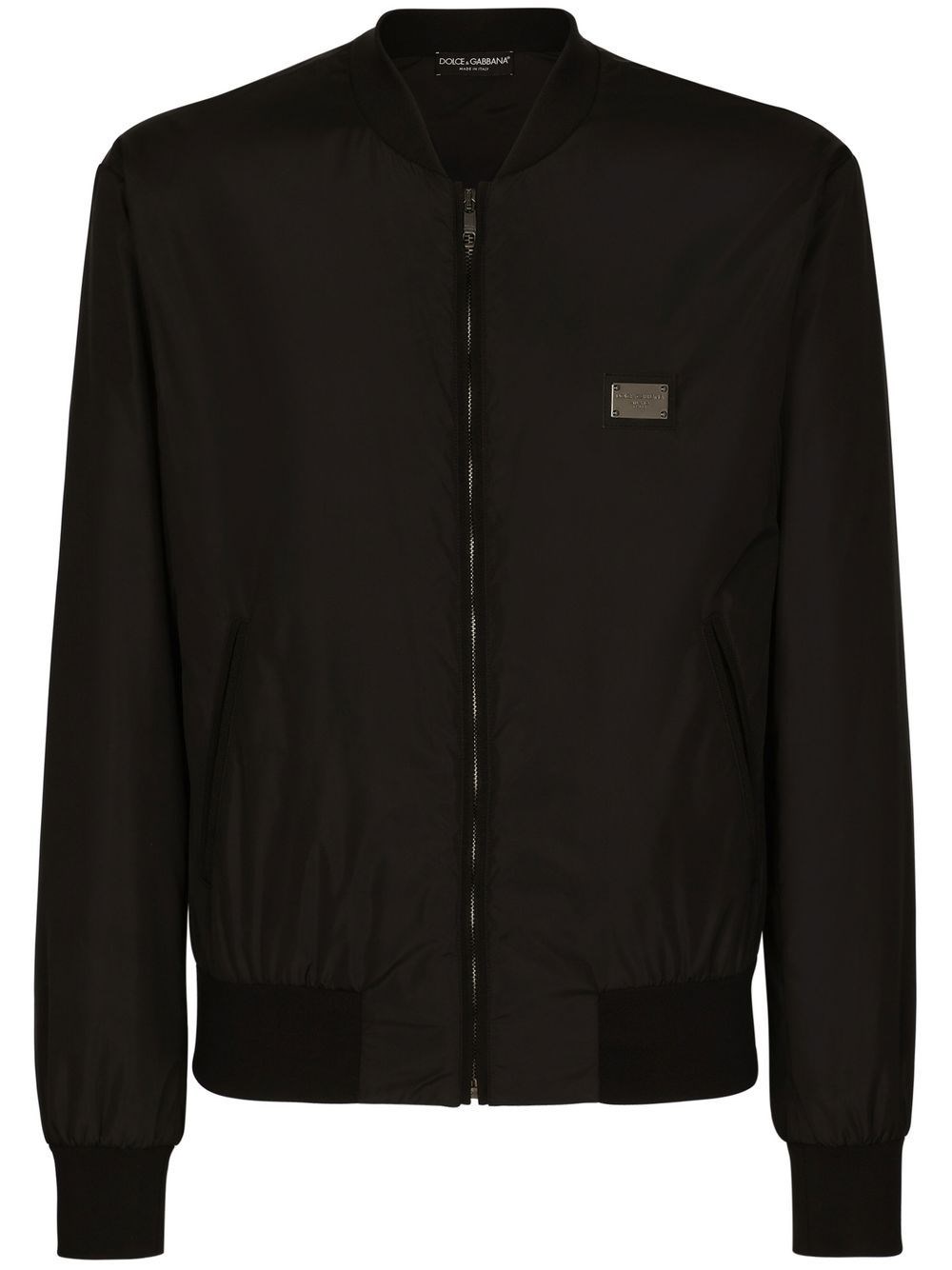 Shop Dolce & Gabbana Logo Plaque Bomber Jacket In Black  