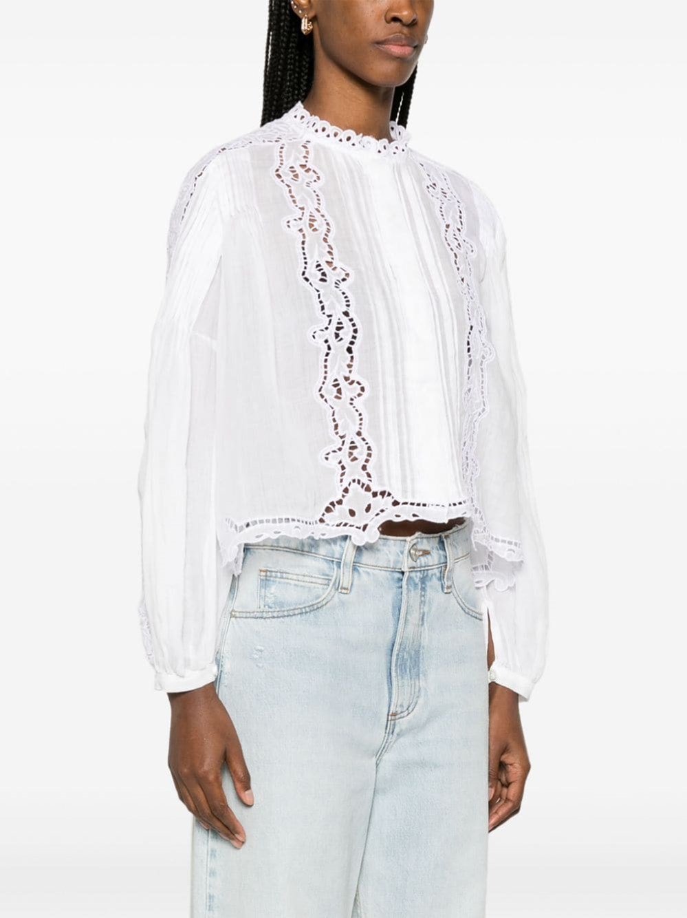 Isabel Marant Embroidered Blouse In Sangallo Lace In White