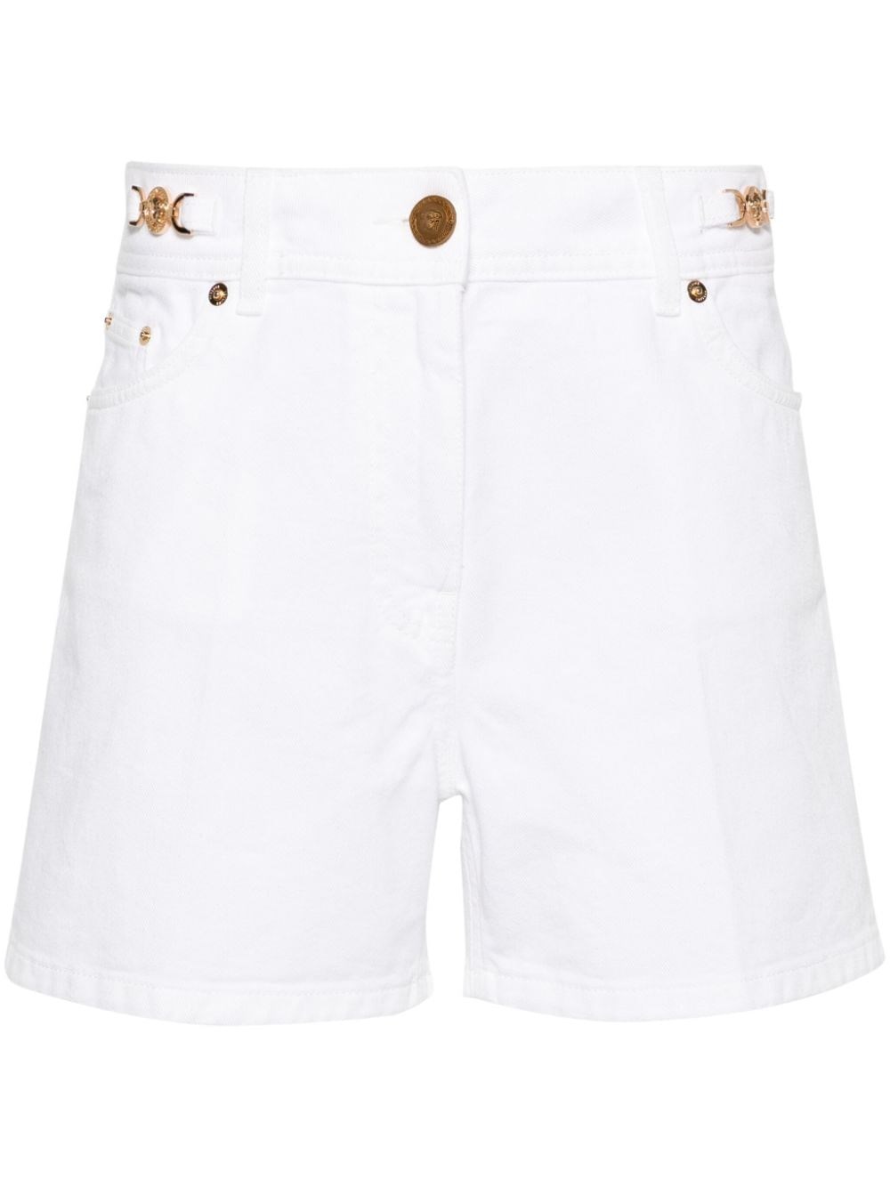 Shop Versace White Denim Shorts