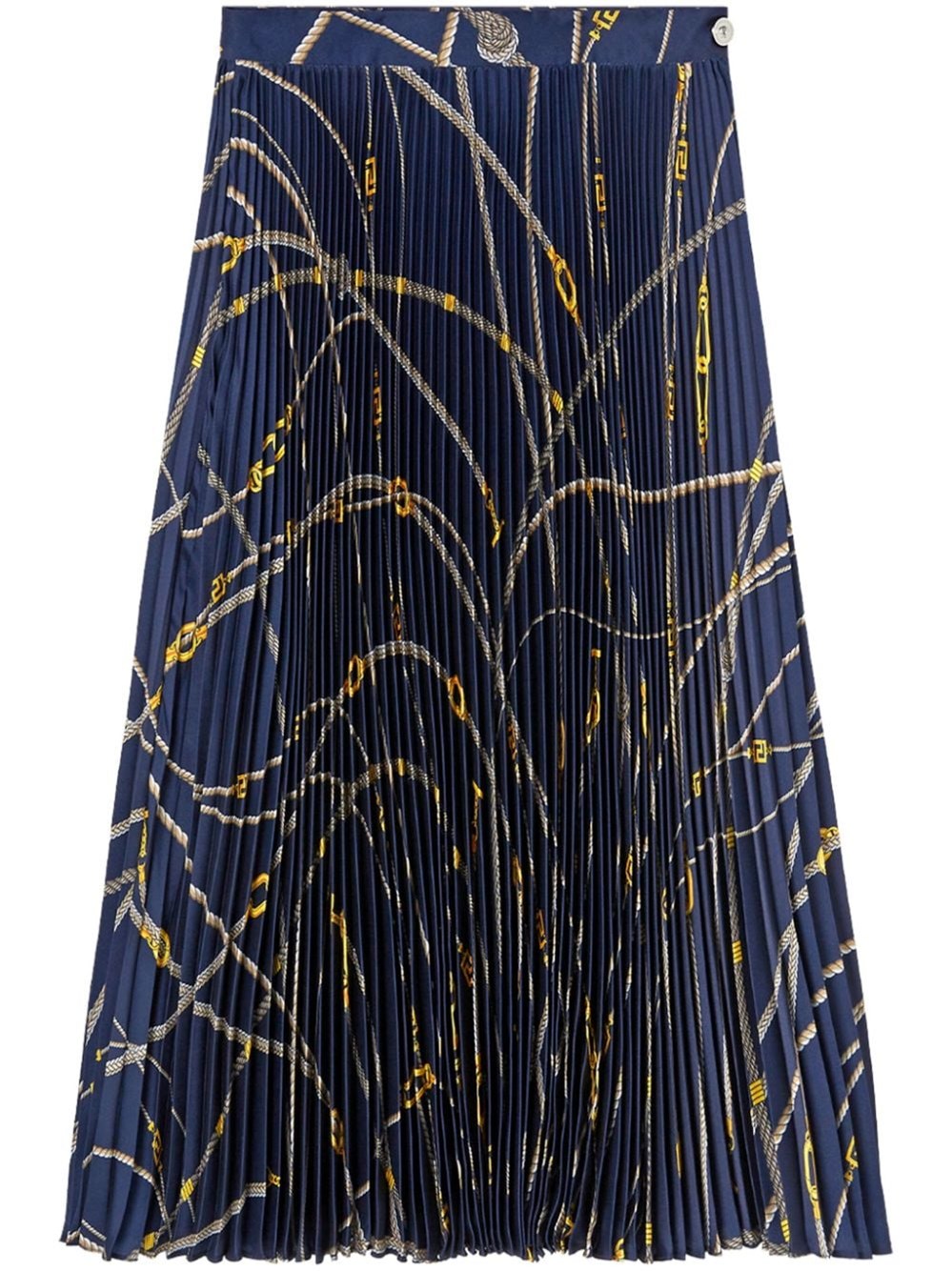 Shop Versace Pleated Midi Skirt With Print In Blue