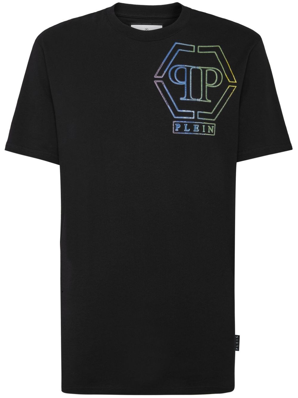 Shop Philipp Plein Logo T-shirt With Rhinestones In Black  