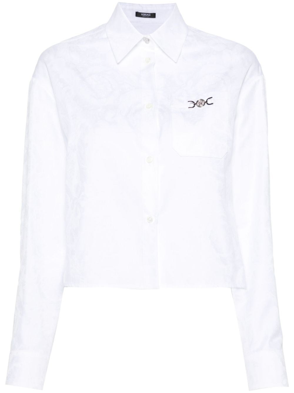 Shop Versace Barocco Jacquard Short Shirt In White