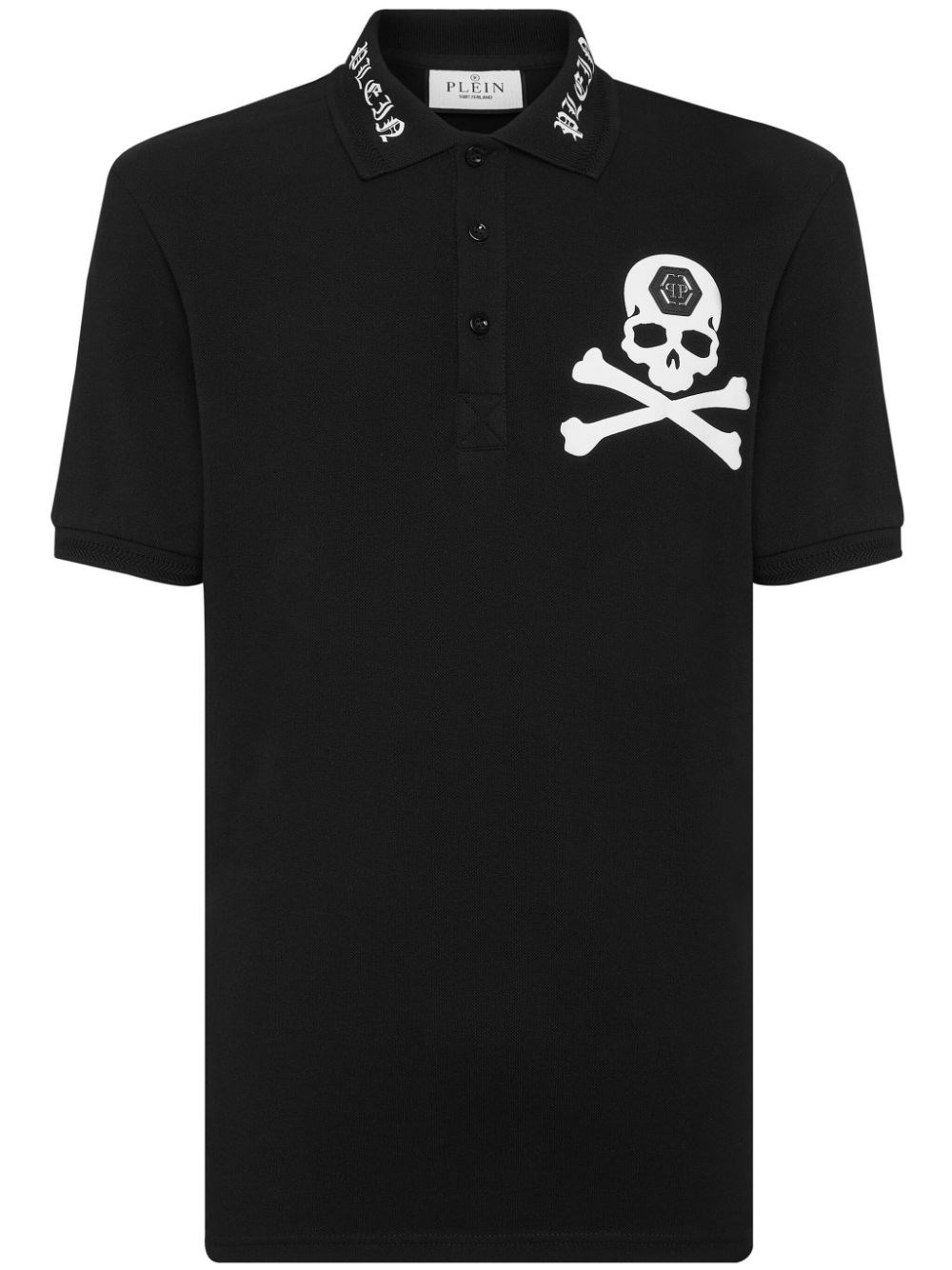 Philipp Plein Skull-print Cotton Polo Shirt In Black  