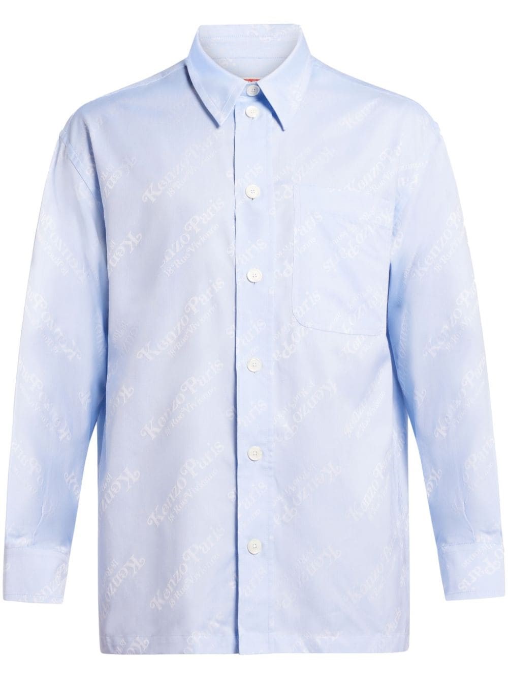 Kenzo Logo-print Cotton Shirt In Blue