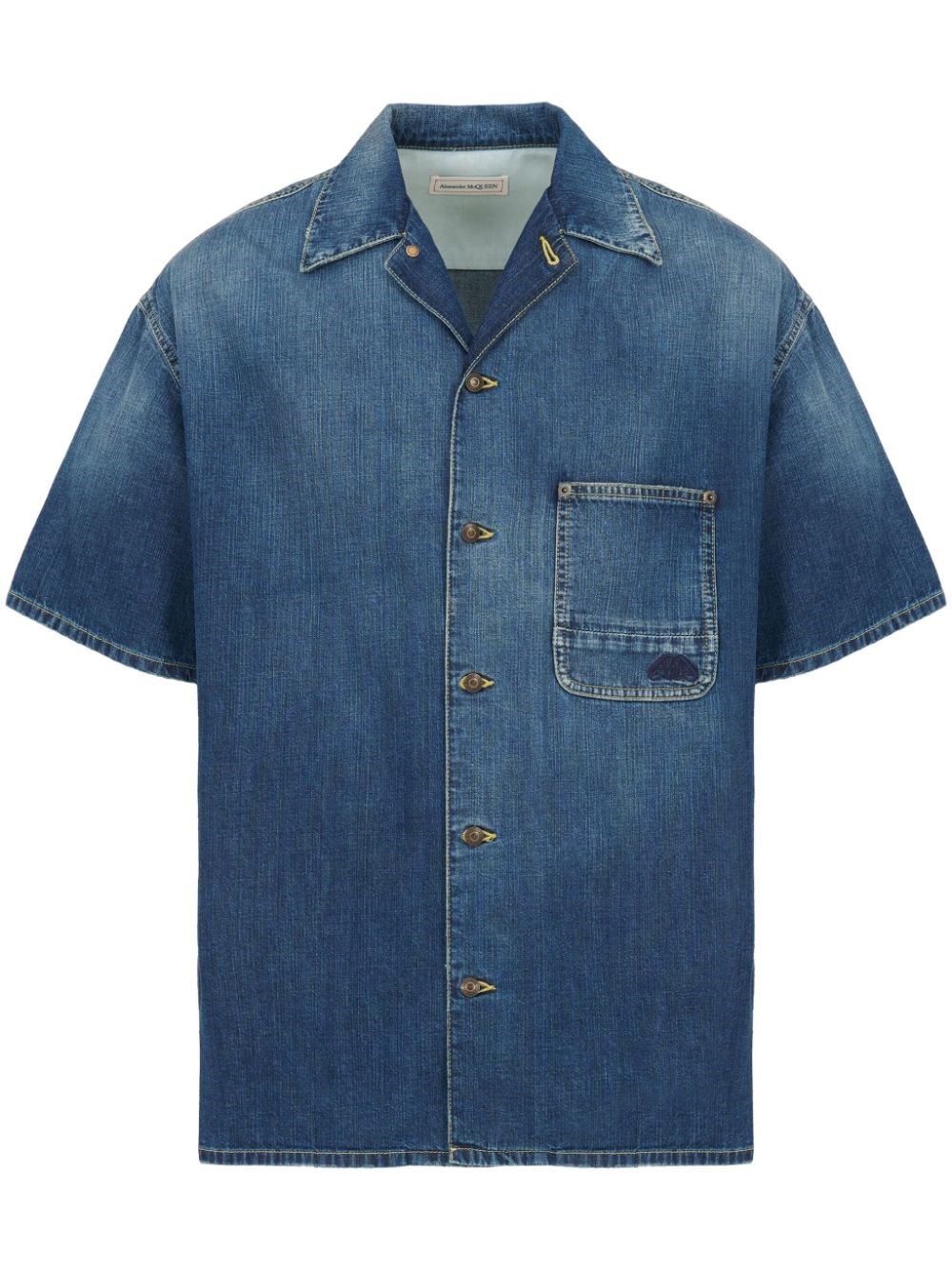 Shop Alexander Mcqueen Denim Shirt In Blue