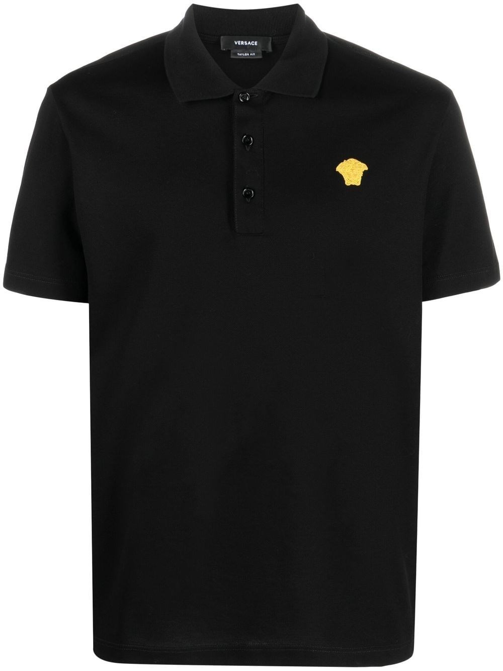 Shop Versace Logo Polo Shirt In Black  