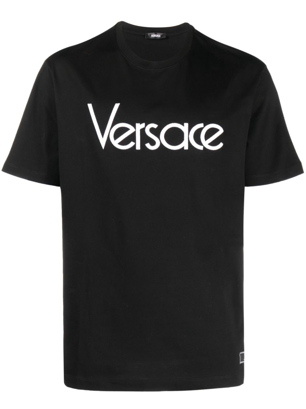 Shop Versace Embroidered Logo T-shirt In Black  
