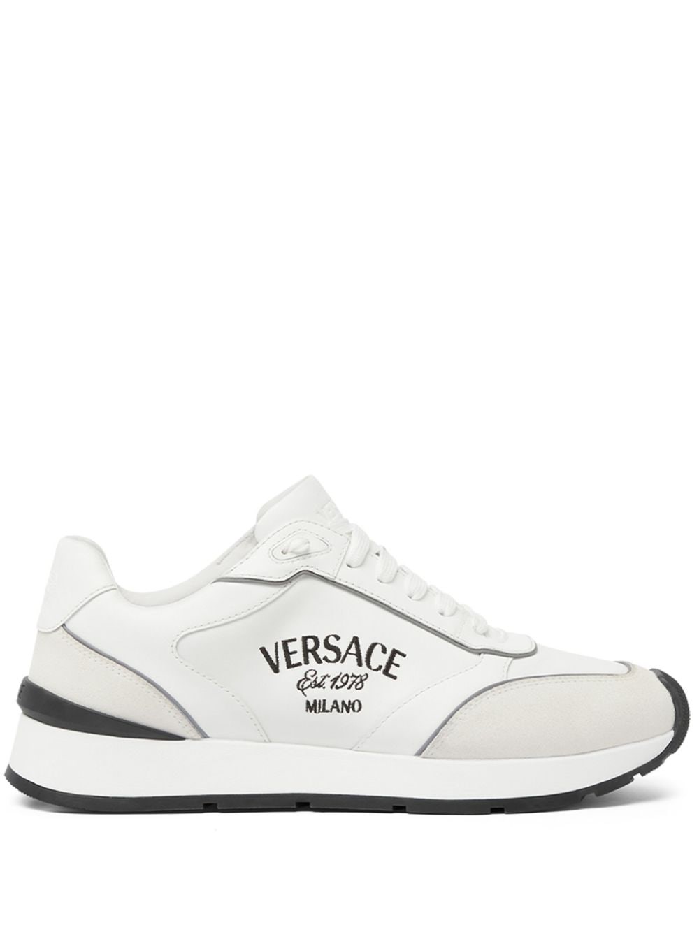 Shop Versace 'milano' Sneakers In White