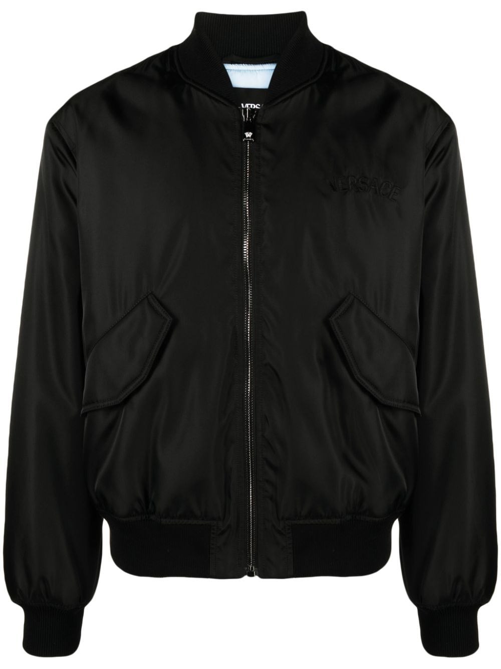 Shop Versace Logo Bomber Jacket In Black  